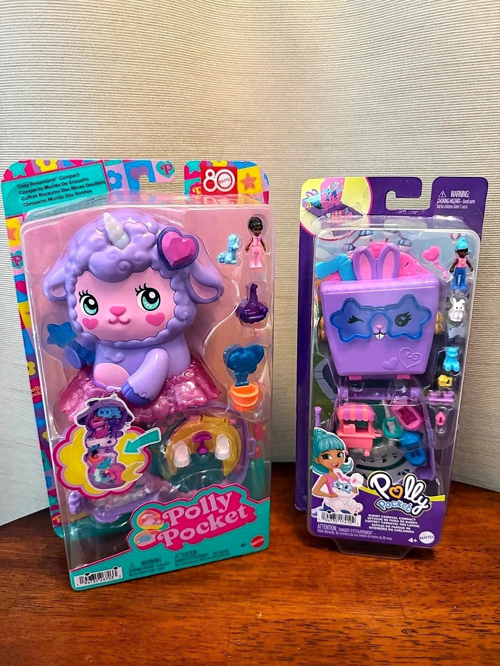 NEW Polly Pocket 2pc Bundle Cozy Dreamland Lamb + Bunny Carnival Compacts